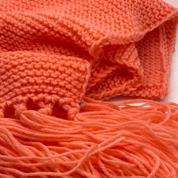 Handmade Crochet Orange Scarf with Tassels - Picture 3 of 3
